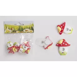   POLIREZIN, GOMBA MADÁRRAL, ÖNTAPADÓS, 6 DARABOS SZETT, PIROS SÁRGA