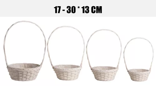 KOSÁR KASPÓ, FONOTT, KÖR ALAKÚ, LAPOS, SZETTBEN, 4 DARABOS, NAGY FÜLLEL, FEHÉR