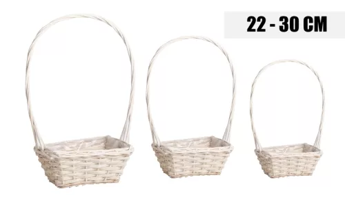 KOSÁR KASPÓ, TÉGLALAP ALAKÚ, FÜLLEL, 3 DARABOS SZETT, NATÚR