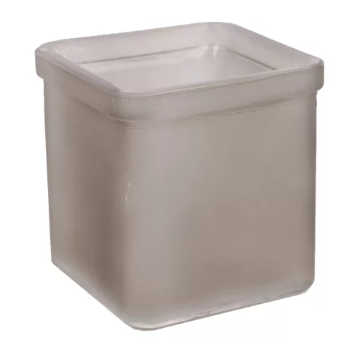 ÜVEG MÉCSESTARTÓ KOCKA BARNA FROSTED