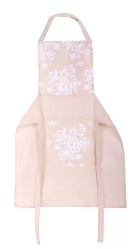 TEXTIL KÖTÉNY, FEHÉR VIRÁG MINTÁS, KRÉM
