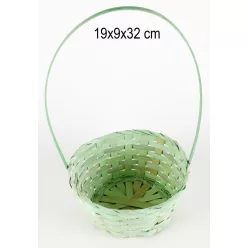 BAMBUSZ KOSÁR, FONOTT, FÜLLEL, HALVÁNY ZÖLD