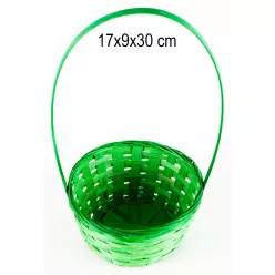 BAMBUSZ KOSÁR, FONOTT, FÜLLEL, SÖTÉT ZÖLD