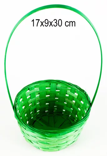 BAMBUSZ KOSÁR, FONOTT, FÜLLEL, SÖTÉT ZÖLD
