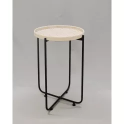 FÉM LÁBÚ BAMBUSZ ASZTAL, KEREK, NATÚR
