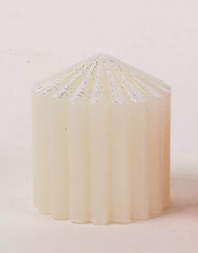 GYERTYA HENGER, 3D, BORDÁS, GLITTERES, FEHÉR