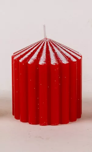 GYERTYA HENGER, 3D, BORDÁS, GLITTERES, PIROS