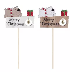   DEKOR FA TÁBLA MEDVÉVEL PÁLCÁN, MERRY CHRISTMAS FELIRATTAL