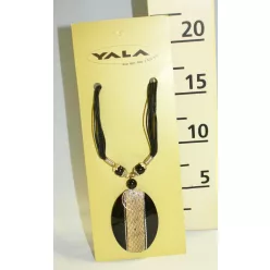   NATUR NYAKLÁNC OVÁL ALAKÚ MEDÁLLAL, SÁVOS KRÉM ÉS FEKETE