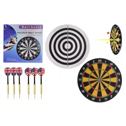 DARTS TÁBLA, FLOKKOLT, 6 TŰVEL, 18GRAMMOS, 1/2,