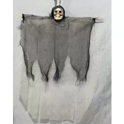   HALLOWEENI FÜGGŐ DEKORÁCIÓ, AKASZTÓS, CSONTVÁZ, FEHÉR FEKETE