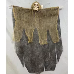 HALLOWEENI FÜGGŐ DEKORÁCIÓ, AKASZTÓS, CSONTVÁZ, FEKETE