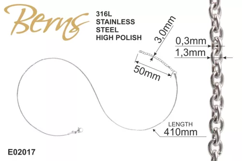 LÁNC SZEMES 0,3*41+5CM316L SS