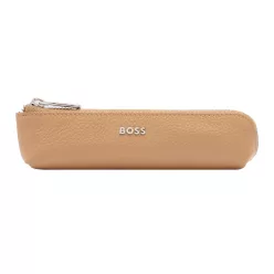   BOSS cipzáras tolltartó valódi bőrből, Classic Grained kollekció - camel barna