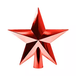 KARÁCSONYI DÍSZ, CSÚCSDÍSZ, CSILLAG ALAKÚ, PIROS