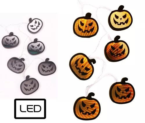 LED FÜZÉR, 8 DARAB HALLOWEEN TÖK, NARANCSSÁRGA