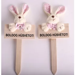   FA DEKORÁCIÓ, TÁBLA, TEXTIL NYÚLLAL, LILA, BOLDOG HÚSVÉTOT FELIRAT