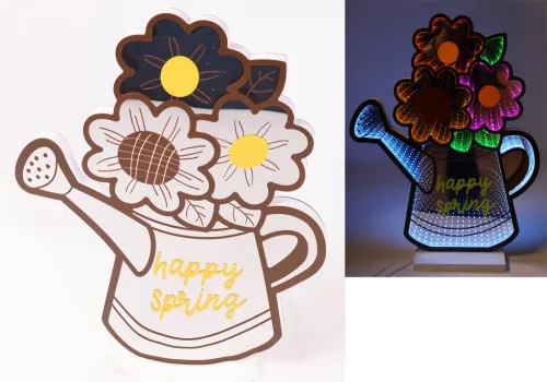 LED ÖNTÖZŐ KANNA, VIRÁGGAL, HAPPY SPRING FELIRAT