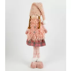 TEXTIL LÁNY ÁLLÓ, RÓZSASZÍN,KOCKÁS RUHÁS