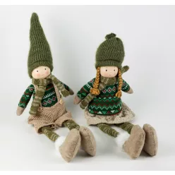 TEXTIL FIÚ VAGY LÁNY, LÓGÓ LÁBÚ, BARNA ÉS ZÖLD