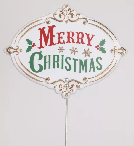 BÁDOG TÁBLA BESZÚRÓ, MERRY CHRISTMAS FELIRAT, PIROS ÉS ZÖLD