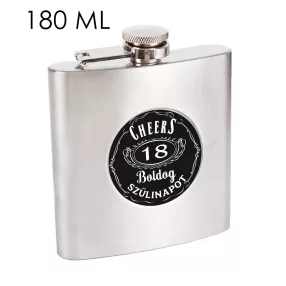  LAPOSÜVEG ROZSDAMENTES ACÉL, CHEERS 18 BOLDOG SZÜLINAPOT FELIRAT