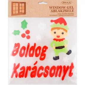 ABLAKZSELÉ KARÁCSONYI MANÓ, BOLDOG KARÁCSONYT FELIRAT
