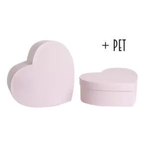   PAPÍRDOBOZ SZETT MŰANYAG BETÉTTEL, 2 DARABOS, SZÍV ALAKÚ, VINTAGE PINK