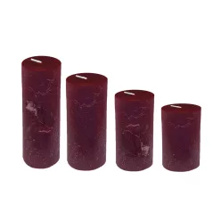 GYERTYA RUSZTIKUS, HENGER, 4 DARABOS SZETT, MAGENTA LILA